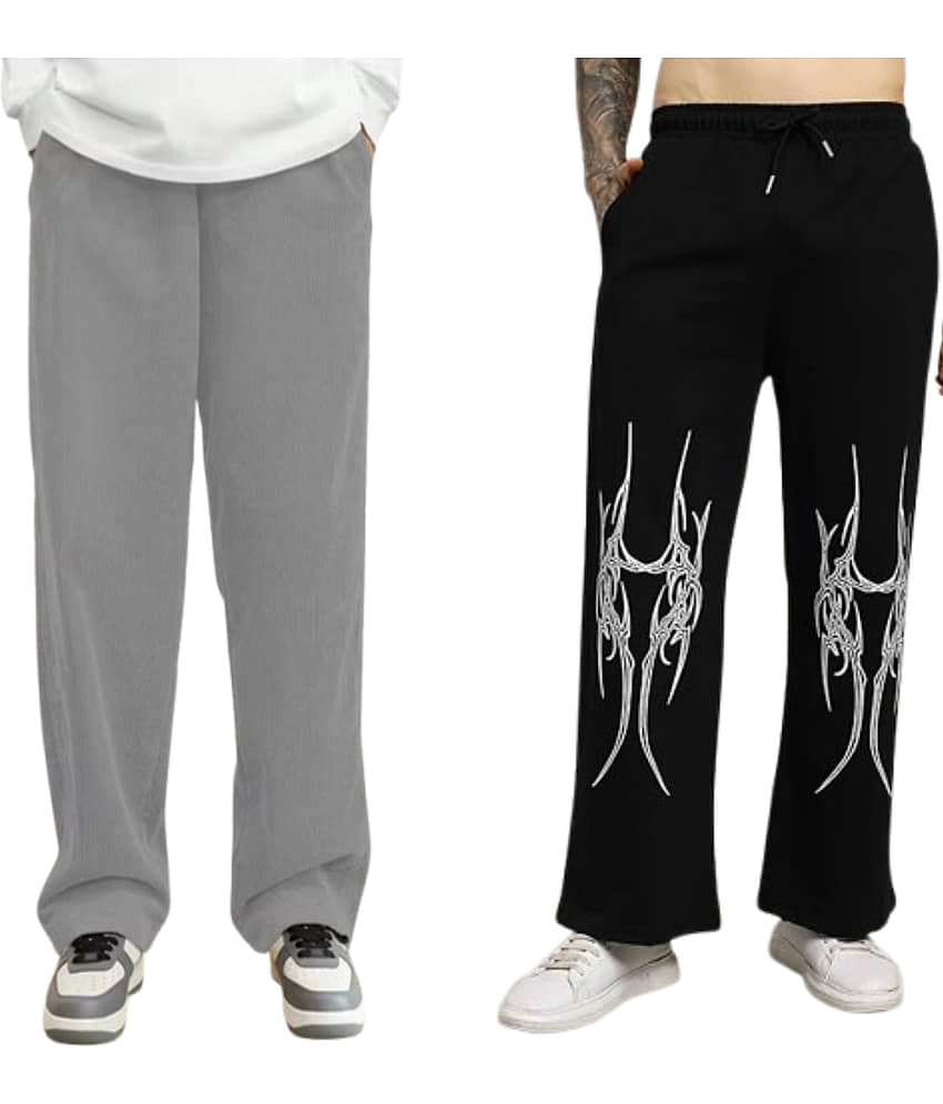 attitude start of fashion Grey Lycra Men's Joggers ( Pack of 2 )