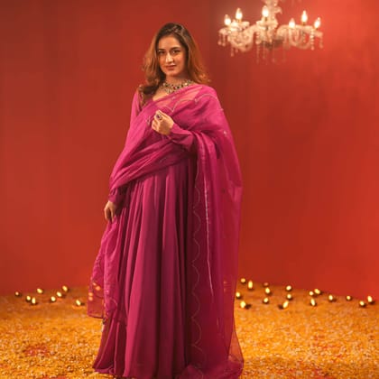 Wedding Speacial Purple Dress With Dupatta-XXL