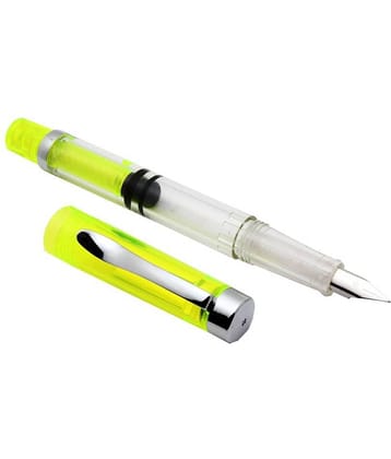 Colorful Demonstrator Piston Mechanism Safari Fountain Pen New - Yellow