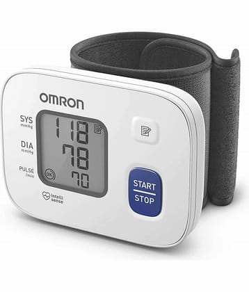 Omron HEM 6161 Fully Automatic Wrist Blood Pressure Monitor with Intellisense Technology, Cuff Wrapping Guide and Irregular Heartbeat Detection for Most Accurate Measurement (White)