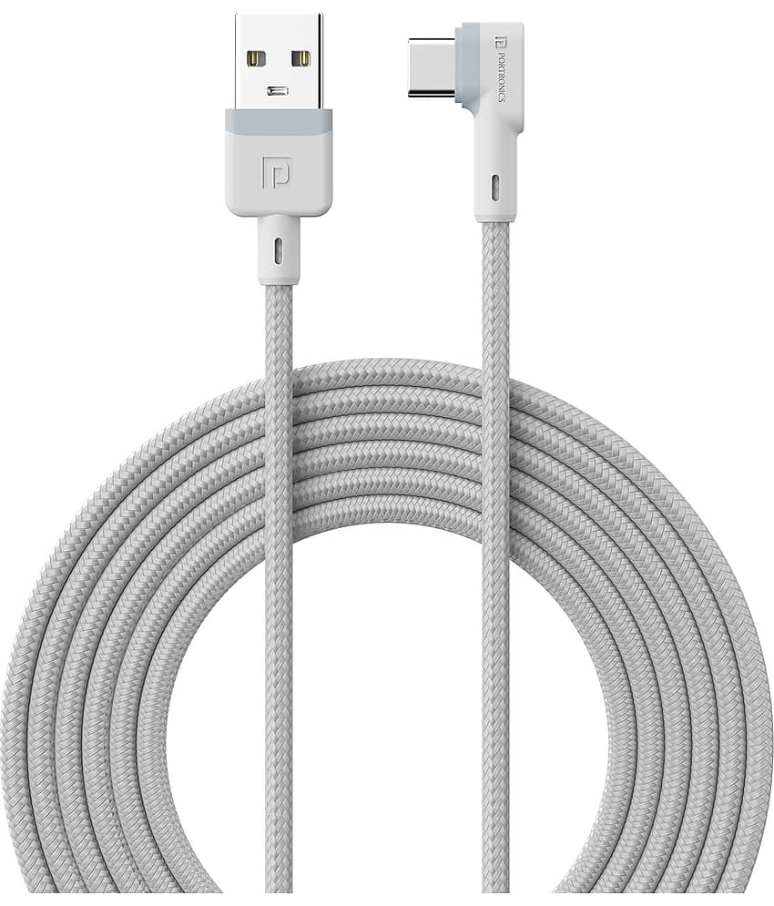 Portronics White 3A USB Data Cable 2 Meter