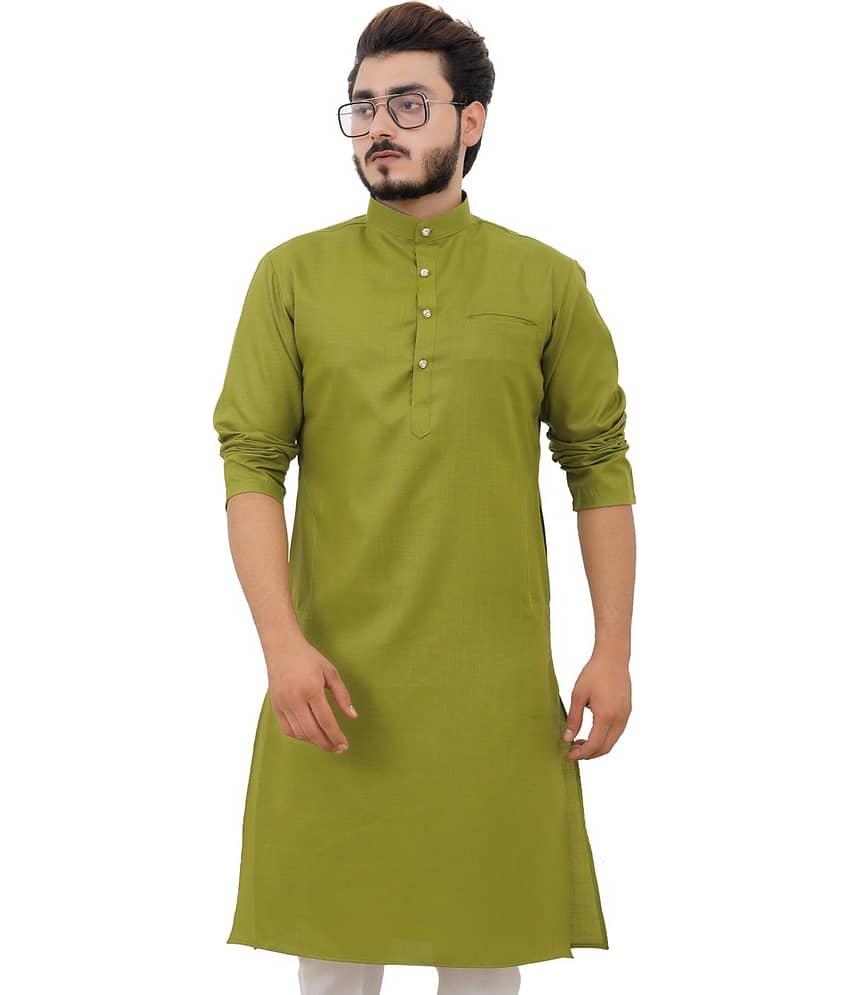 YAGNIK FASHION Green Cotton Men's Regular Kurta ( Pack of 1 )