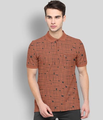 BULLMER Pack of 1 Cotton Blend Regular Fit Printed Half Sleeves Men's Polo T Shirt ( Brown )