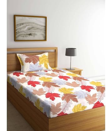 Klotthe Poly Cotton 1 Single Bedsheet with 1 Pillow Cover ( Multicolor )