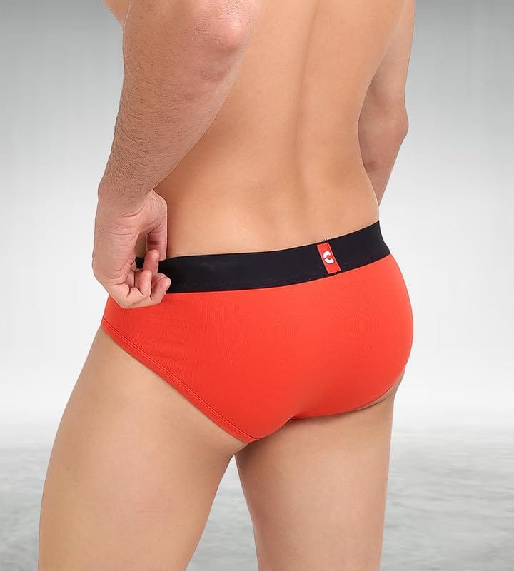 Freecultr Men's Underwear Organic Cotton (Ultrasoft Waistband) Premium Snug-Fit Brief Pack of 1-Coral