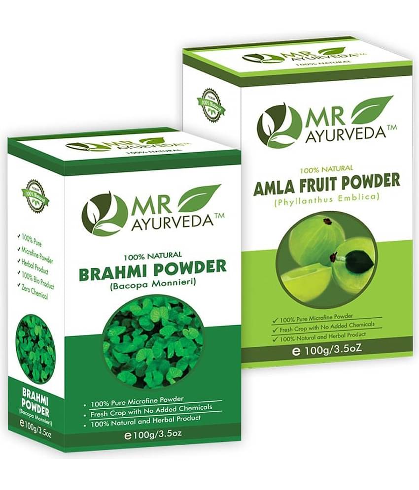 MR Ayurveda 100% Pure Brahmi  Powder and Amla Powder Hair Scalp Treatment 200 g Pack of 2
