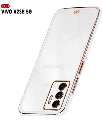 AESTMO - White Silicon Plain Cases Compatible For Vivo V23E ( Pack of 1 )