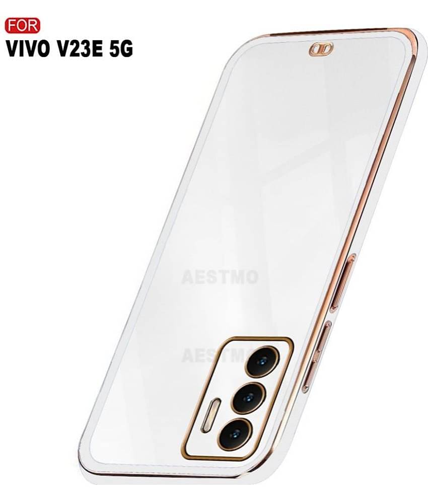 AESTMO - White Silicon Plain Cases Compatible For Vivo V23E ( Pack of 1 )