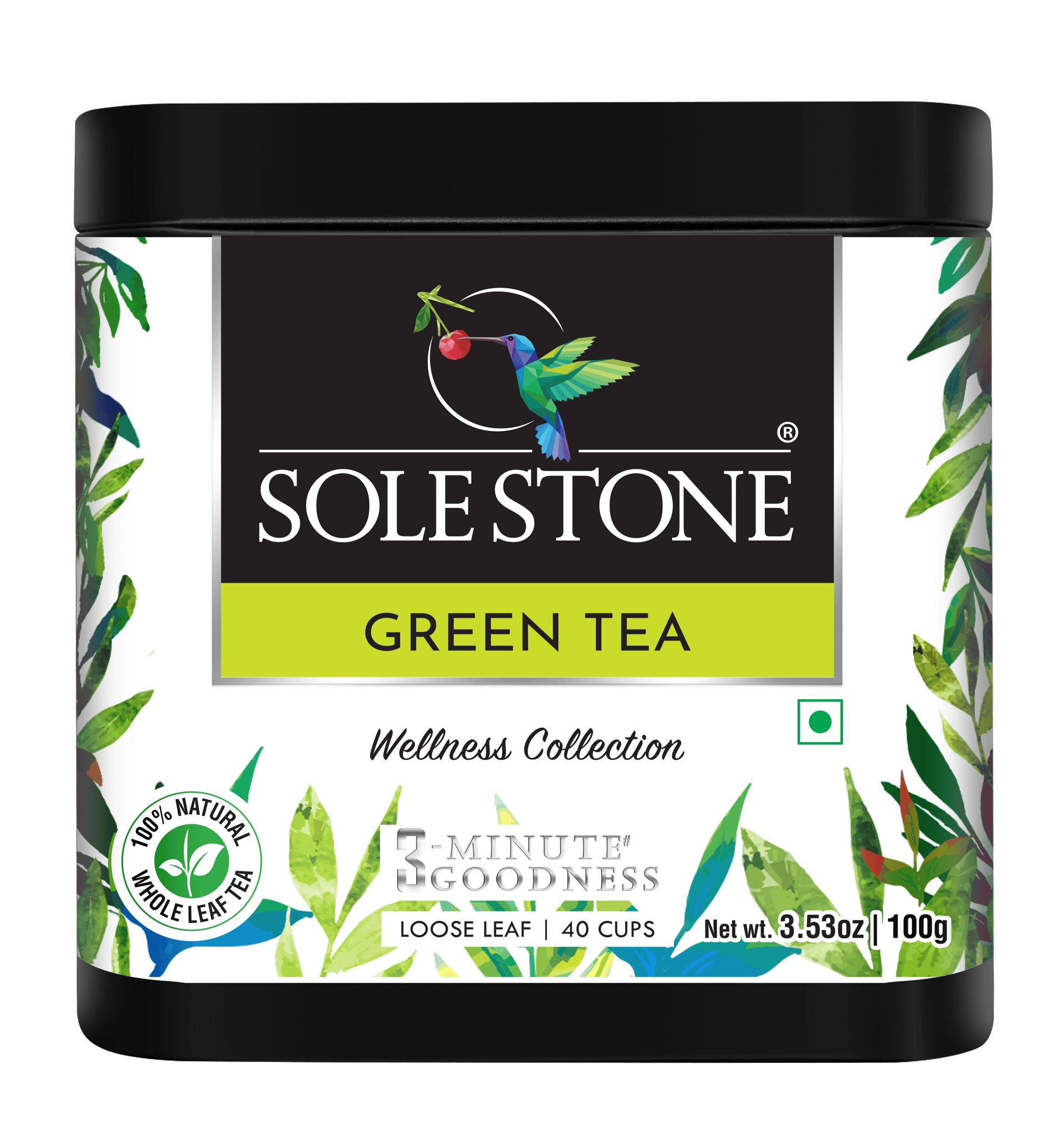 SOLE STONE Green Tea - Whole leaf, 100g (Pack of 1)