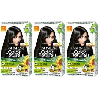 Garnier Color Naturals Cream Natural Black 1 Hair Color - 70ml+60g (Pack Of 3)