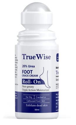 TrueWise® 20% Urea Crack Heel Repair Foot Cream Roll On 50ml Foot Cream For Dry And Cracked Feet With 2% Lactic Acid, Olive Oil & Vitamin E | Help Heel Repair and Moisturise Cracked Heels TrueWise® 20% Urea Crack Heel Repair Foot Cream Roll On 50ml Foot 