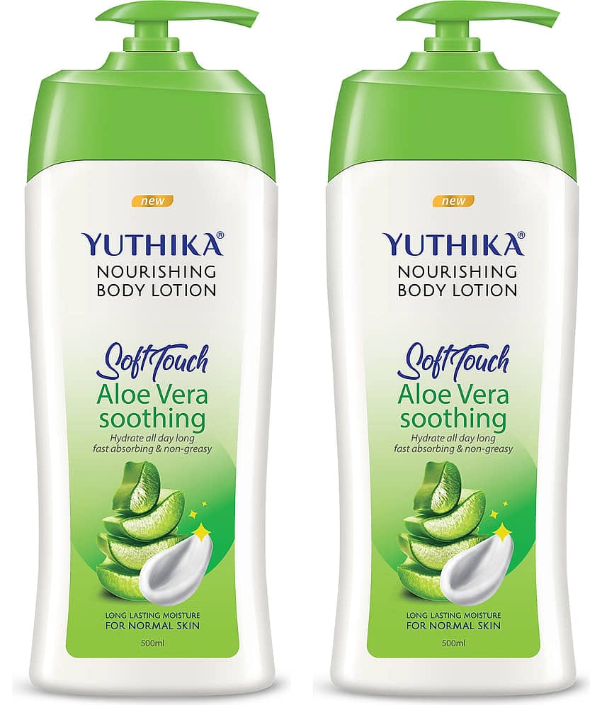 Yuthika Aloe Vera Body Lotion 500ml Pack of 2, Instant Hydration, Fast Absorbing & Long Lasting Nourishing Body Lotion