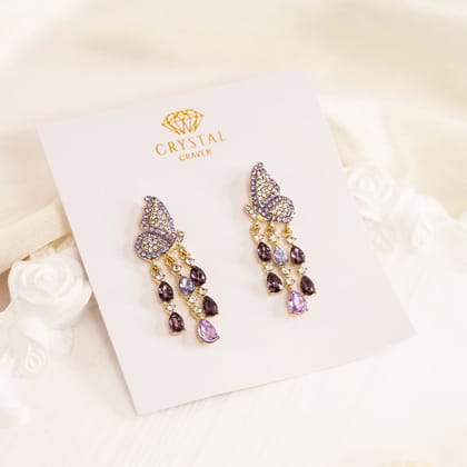Butterfly Charm Crystal Earrings