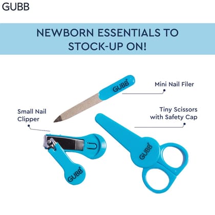 GUBB Baby Manicure Kit for Newborn Baby/Kids Blue- Nail Cutter for Babies, Nail Filer for Infants & Nail Scissors for Baby Boy