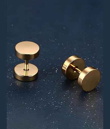 Gold Stainless Steel Circular Stud Earrings