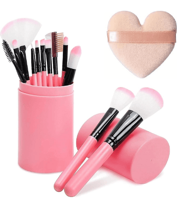 13 pcs Professional Makeup Brush Set Heart Puff,Pack of 1