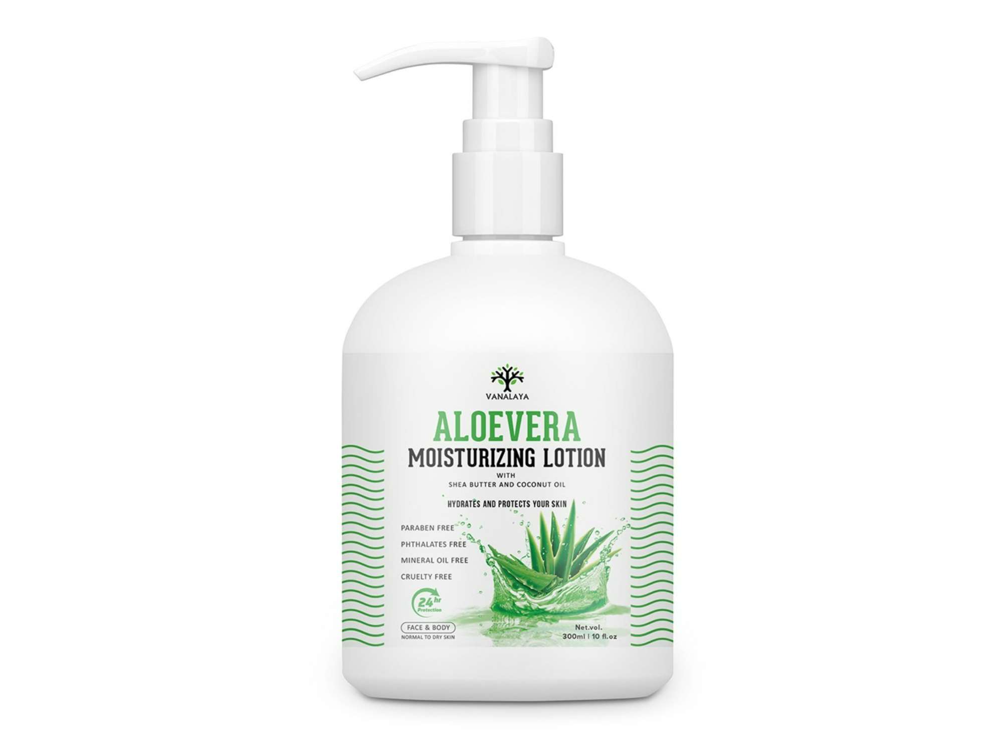 Aloevera Moisturizing Lotion with shea butter Vitamin E and coconut oil Paraben Free Sulphate free Mineral oil free for Face and Body 300ml