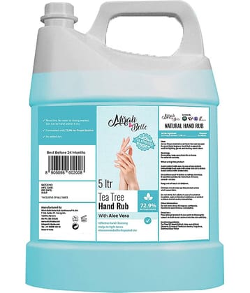 Mirah Belle - Tea Tree & Aloe Vera LIQUID Hand Rub (5 L),(72.9% Alcohol) Hand Sanitizer 5000 mL Pack of 1