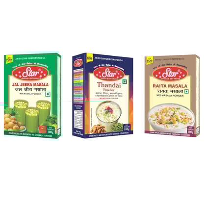 Star Spices Thandai, Jal Jeera and Raita, 100 gm -Pack of 3