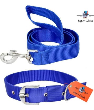 super chain - Blue Combo (Collar Belt and Leash) ( Large )