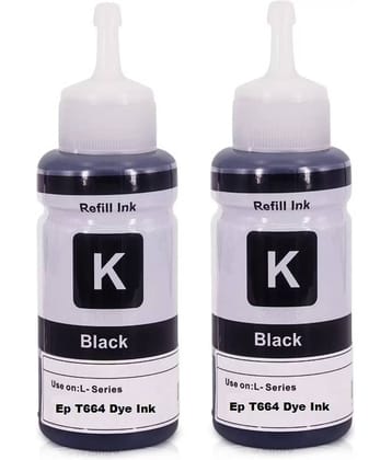 TEQUO T664 Ink For L130 Black Pack of 2 Cartridge for L220/ L550/ L355/ L110/ L210/ L300/ L360/ L350/ L380/ L100/ L200/ L565/ L555/ L130/ L1300