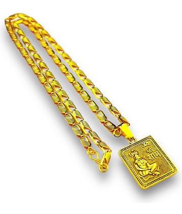 Charms Gold Religious Pendant With Chain ( Pack of 1 )
