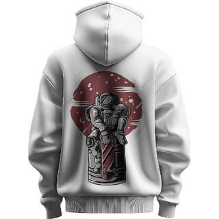 BULL CLOTHING Men's Astronaut Exploration White Hoodie  Perfect for Comfort ,Soft and Long-Lasting Wear (L)