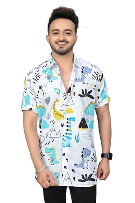 Claasy Dinosaur Printed Designing and Stylish Men's Shirt by GlamaStitch-S