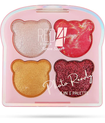 RED 4 Photo Ready 4 in1 Palette | Highlighter | Blusher | Shimmer and Glitter Eyeshadow Palette (03, 11.5G)