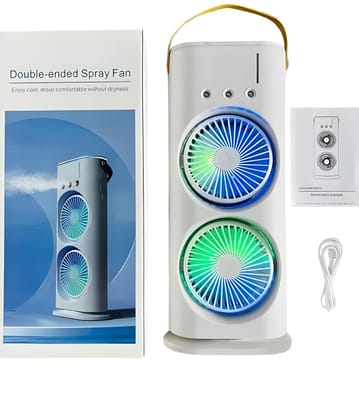 Portable Double Air Cooler Fan | Dual Head Mini Air Cooling Fan with Water Cooling & USB Power | Home Improvement Personal Air Cooler for Bedroom, Office & Travel