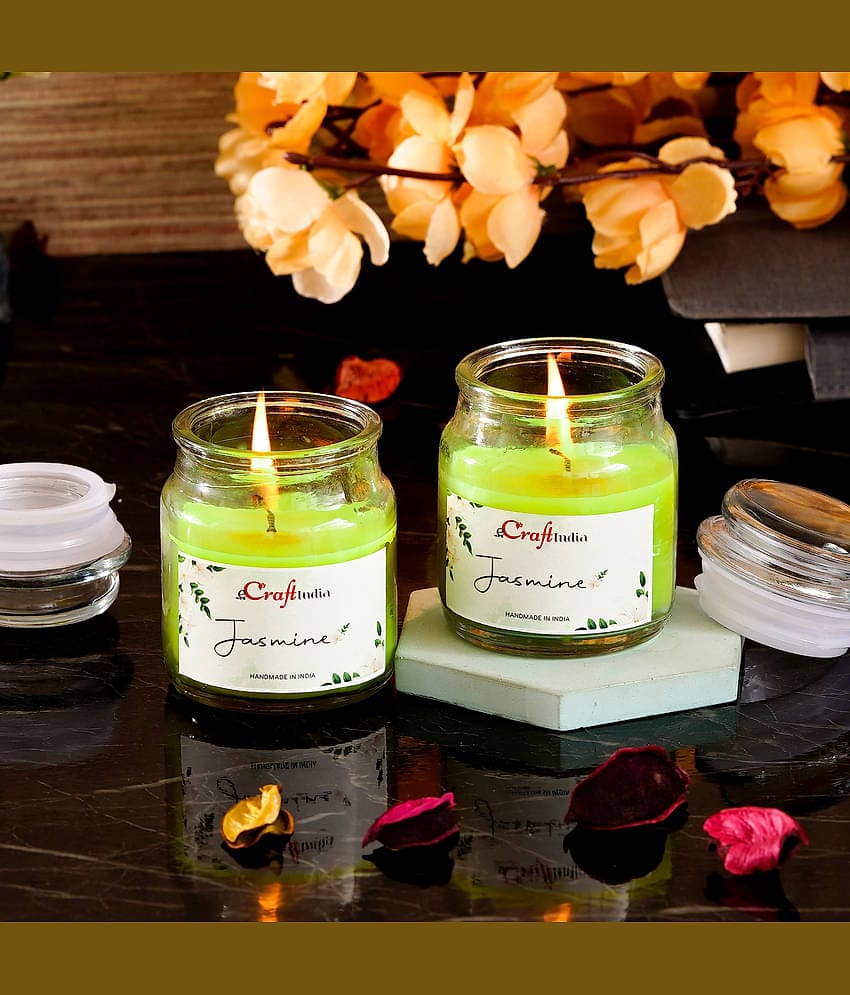 eCraftIndia Jasmine Votive Jar Candle Scented - Pack of 2