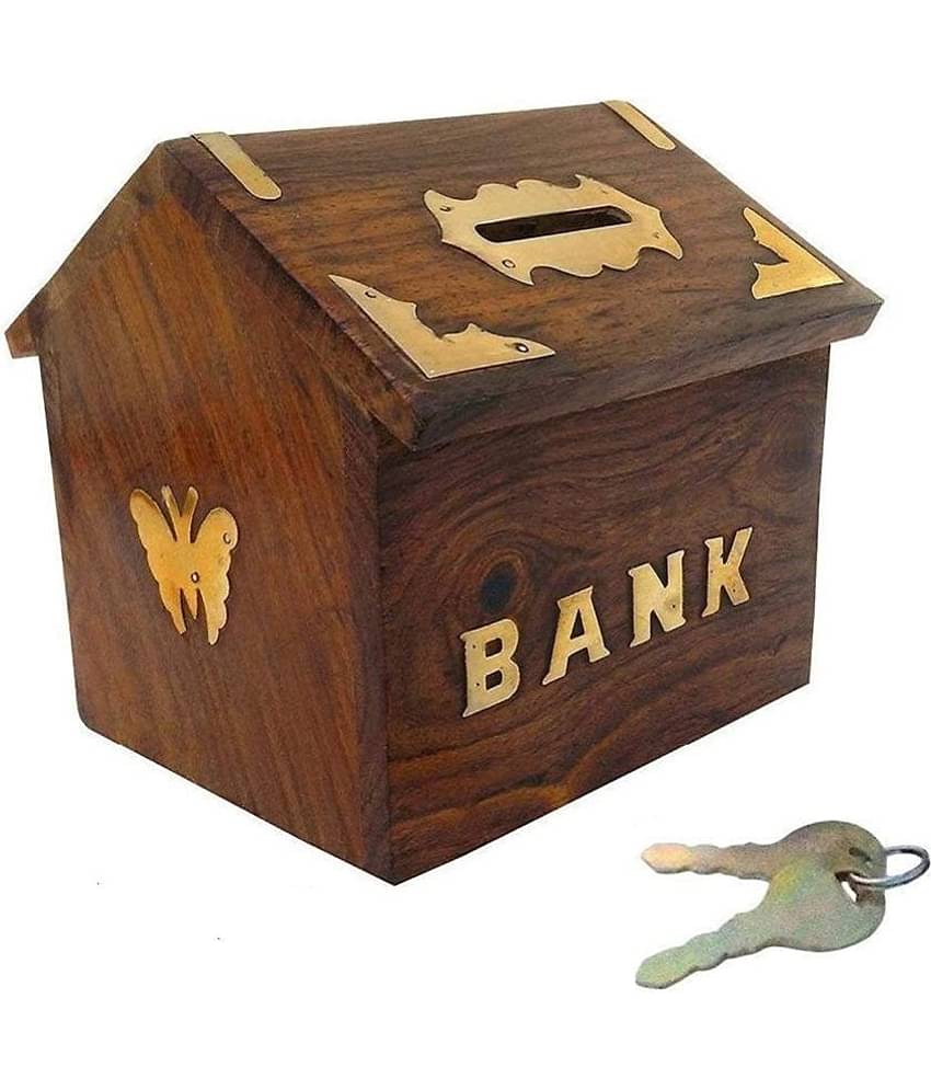 TFS Wood Brown Piggy Bank ( Pack of 1 )
