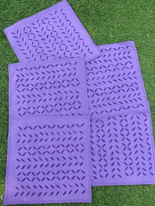 Biloba Pure Cotton Applique Cushion Covers Blue-Set of 2