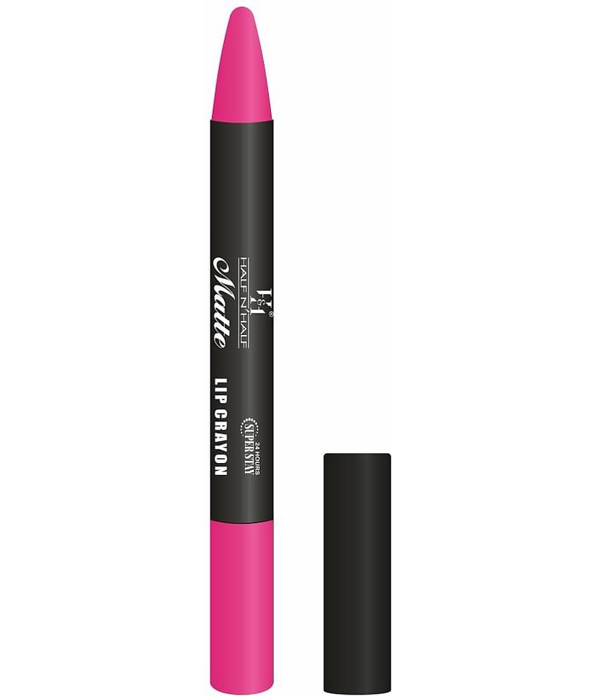 Half N Half Matte Lip Crayon Velvet Soft | Long Lasting | Non-Transfer | 24h Super Stay, 09 Pink Fusion (3.5gm)