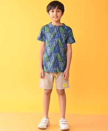 TROPICAL STRIPE GREY SHORTS SET -BLUE/GREY-6-12 MONTHS / 2N / GREY