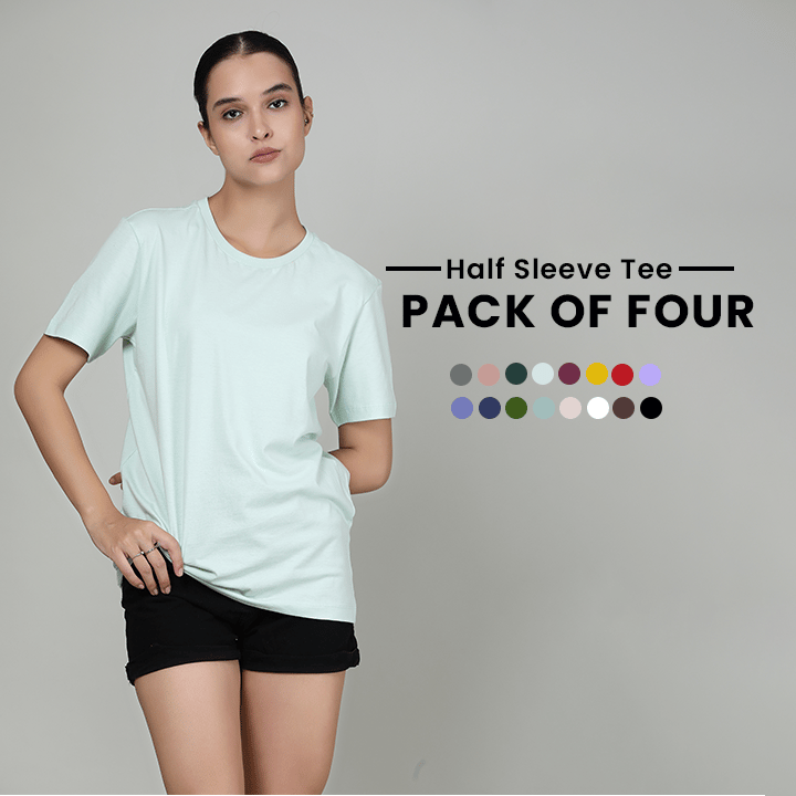 Pack of 4 Women Half Sleeve T-Shirt-XS