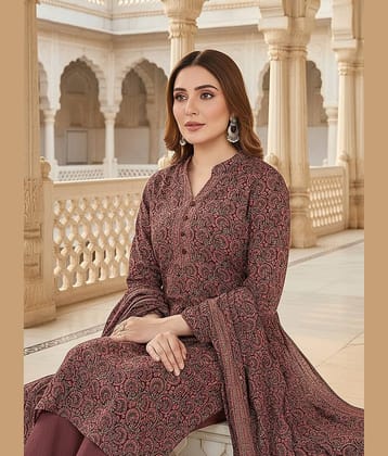 Vaamsi Women Rayon Printed Straight Kurti With Pants ( Maroon )