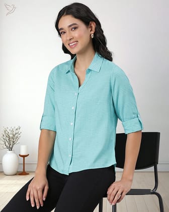 Casual Shirt - Cyan-S / Cyan