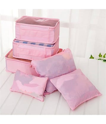 House Of Quirk Pink 6Pcs/1Set Travel Luggage Storage Bag