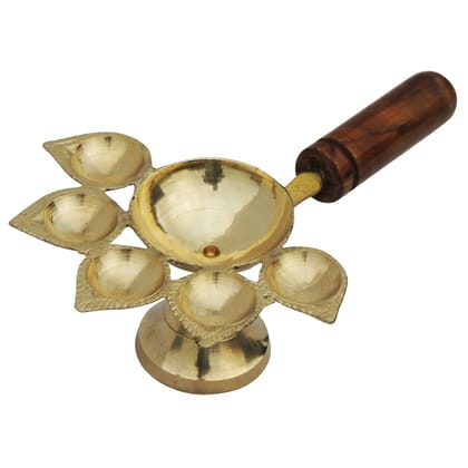 Brass Wooden Panch Arti No. 1 (FMAS649 B)