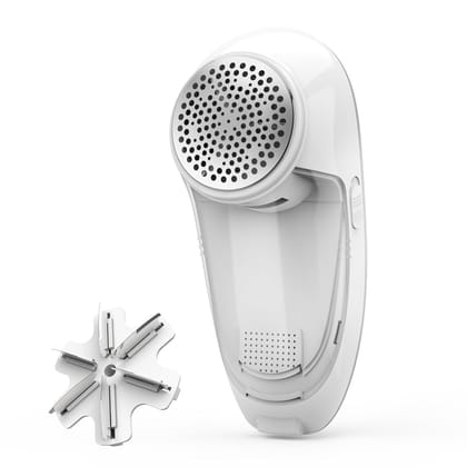 KKK Retailers Rechargeable Lint Remover Six Blade Design Fabric Shaver for Clothes USB Charging Port Supports Cordless Use for Woolen Clothes Blankets Sofas Curtains White Single pc