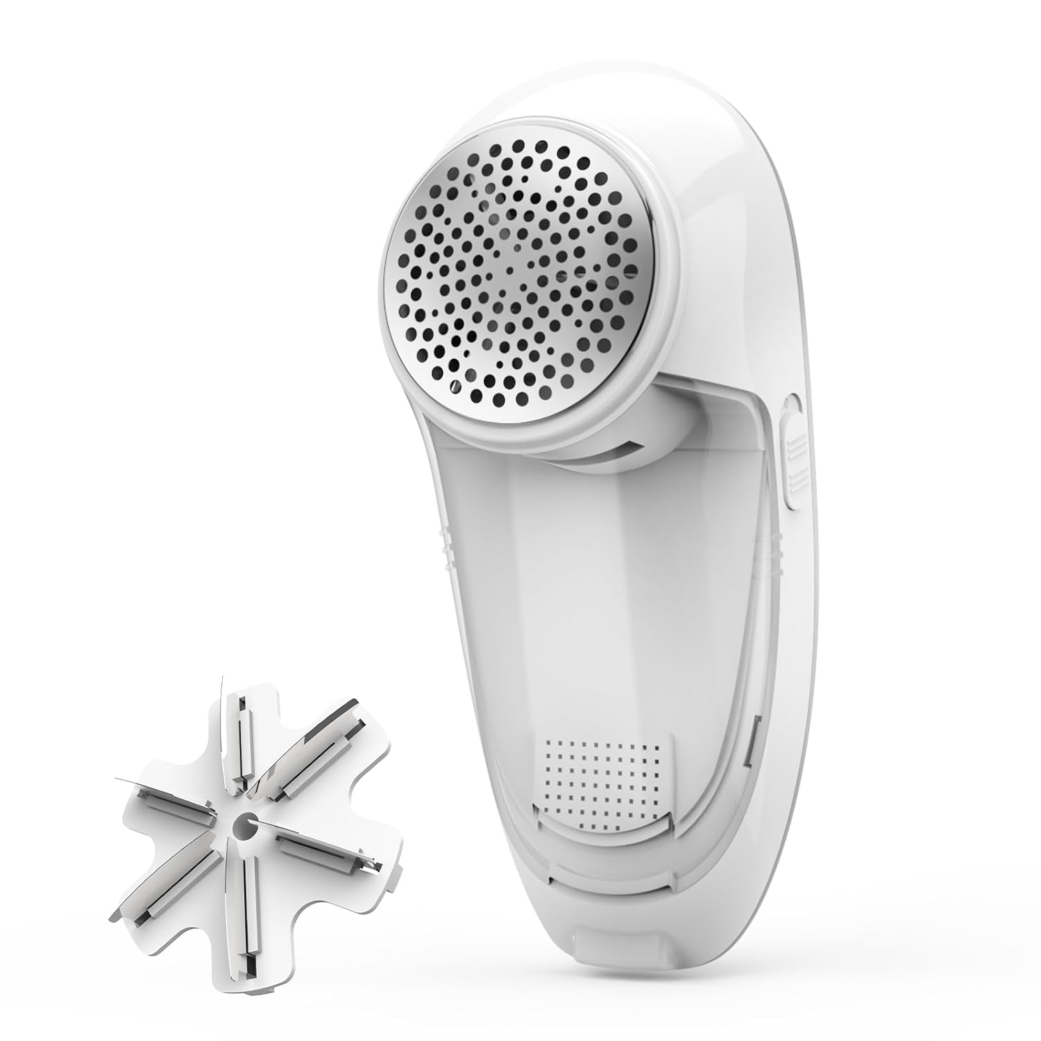 KKK Retailers Rechargeable Lint Remover Six Blade Design Fabric Shaver for Clothes USB Charging Port Supports Cordless Use for Woolen Clothes Blankets Sofas Curtains White Single pc