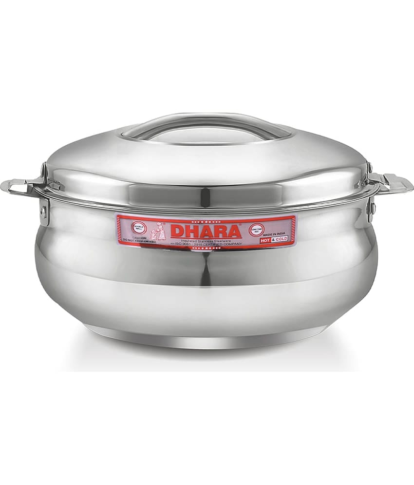 Dhara Stainless Steel Handi 1800 Silver Steel Serve Casserole ( Set of 1 , 1400 mL )