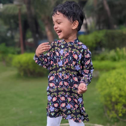 Malmal Kurta | Black Forest-0-6m