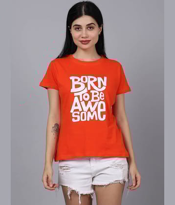 Fabflee Women Cotton Printed Regular Fit Round Neck T-Shirt ( Off White )