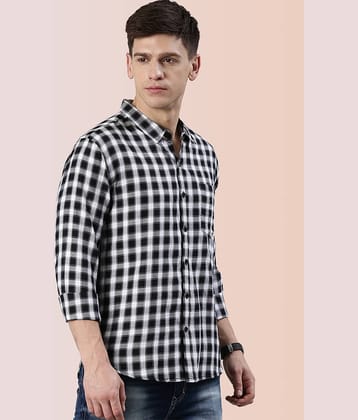 Lucky Roger Cotton Blend Regular Fit Checks Full Sleeves Men's Casual Shirt - Grey ( Pack of 1 )