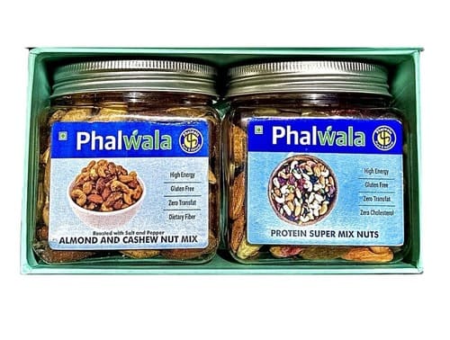 Roasted Almonds Cashew Mix & Protein Supermix 400 Gms Gift Box of 2