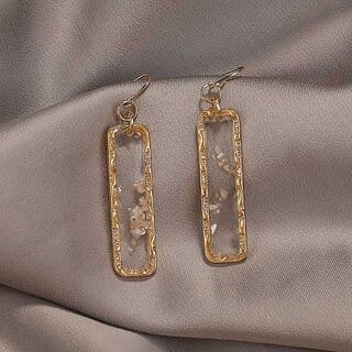 Resin Long Bar Acrylic Dainty Gold Bling Drop Earrings