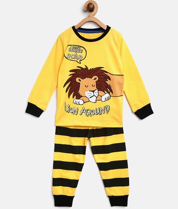 Lazy Shark Pack of 1 Boys Cotton Blend Nightsuit Set ( Yellow )