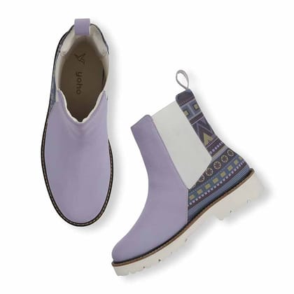 Women Printed Boots-Lavender purple / 3